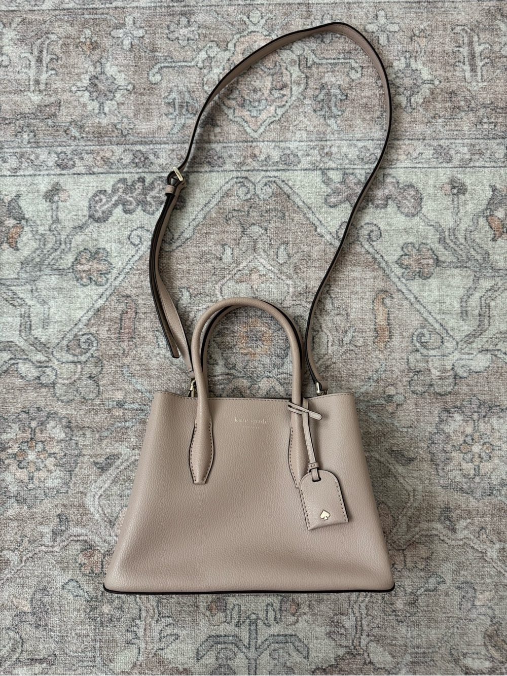 kate spade Nude Blush Pebbled Leather Small Satchel with Crossbody Strap